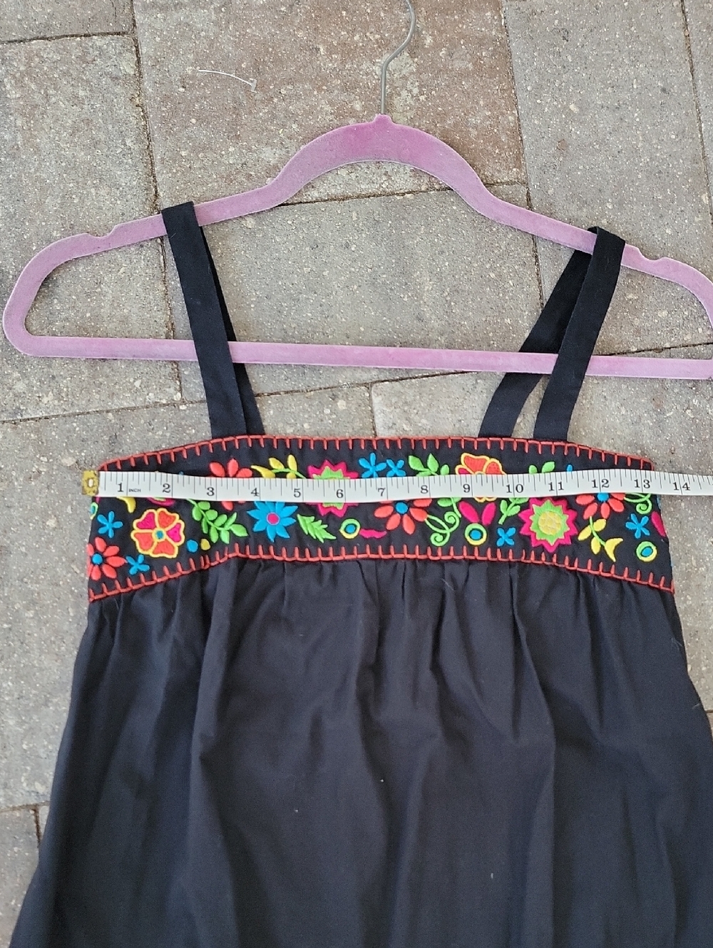 Xhilaration Black Embroidered Cotton Sundress Top Sz S Smocked Back - Picture 8 of 12